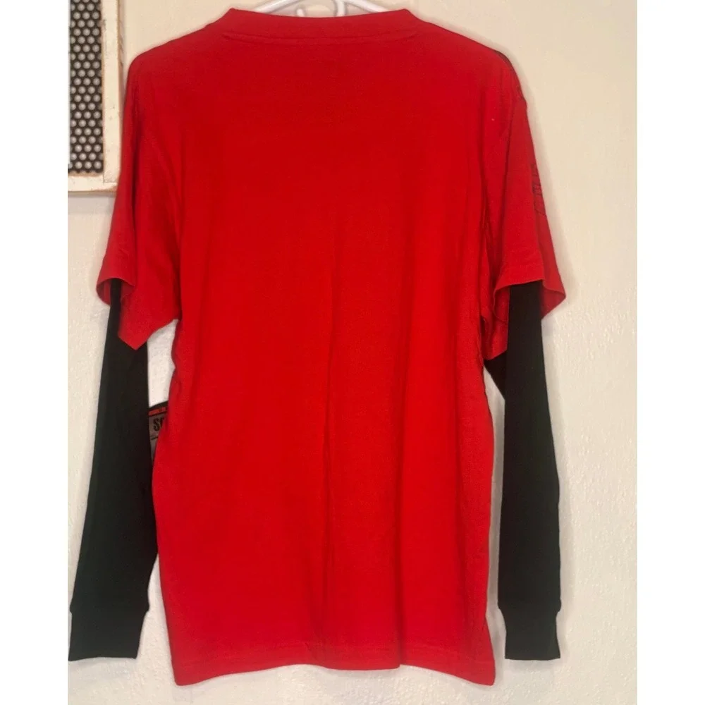 Southpole Layered Shirt Boys L 16-18 Red New Y2K Graphic Long Sleeve Tee